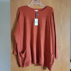 Pocketed Orange Sweater